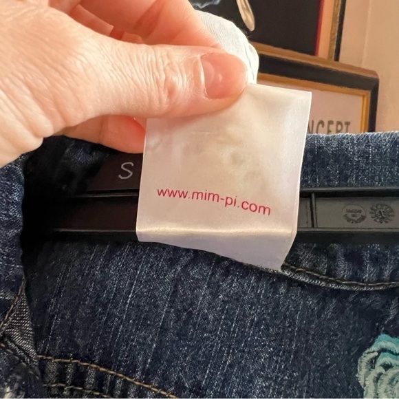 Mim-Pi: Multicolored Back Floral Embroidered Button Up Jean Denim Jacket Size 4Y - Picture 8 of 10